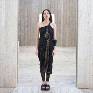 LEMURIA Made in Italy Brown Tie Dye Print Cotton Jersey Overall Jumpsuit S M L